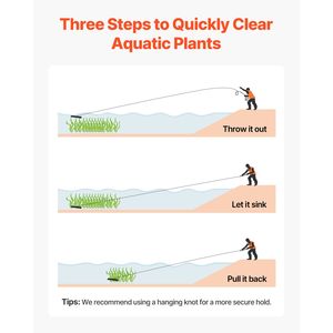 Rastrello Manuale Leggero per Erbacce Acquatiche da 32 Piedi, Tagliaerba per Laghi a Doppia Faccia da 6,3 Piedi con Corda da 30 Piedi, Nessun Assemblaggio Richiesto - Product Image 6