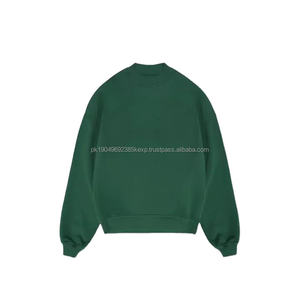 Sweat-shirt à capuche en coton vert foncé avec des patchs déchirés pour hommes, col rond, sweat-shirt court, coupe ample, sweat-shirts pour hommes - Product Image 5