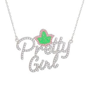 Collier pendentif perle rose pour femme, bijou fantaisie, chaîne à breloques en cristal, accessoire élégant, cadeau pour soirée - Product Image 2