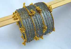 Hot selling Pearl Embroidery <b>Bangles</b> <b>Sets</b> Customized Sizes & Colors Available For Wear <b>Bangle</b> Kashmiri Churian <b>Set</b> for girls - Product Image 3