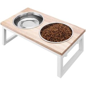 Gamelle pour chien en acier inoxydable robuste avec couvercle en bois pour l'alimentation des animaux de compagnie en intérieur et en extérieur - Product Image 1