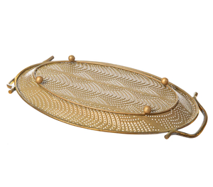 Plateaux de service alimentaire design en laiton vintage Plateaux de service en métal antique avec poignées pour la maison et le restaurant Plateaux de service uniques - Product Image 5