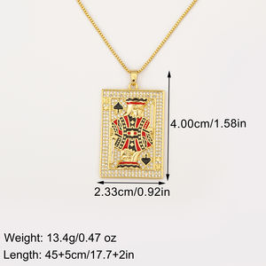 QIKU Король пик кулон ожерелье с фианитами инкрустированный позолоченный модный стиль хип-хоп повседневная одежда металлические украшения - Product Image 4