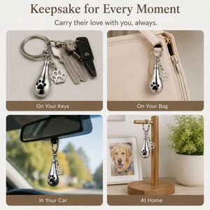 Pet Cremation Urns Keychain with Pear Shape Pendant, Zinc Alloy Keepsake Keyring for Pet Loss <b>Memorial</b> <b>Gifts</b> - Product Image 4