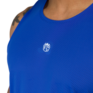 Camiseta sin mangas azul para hombre, transpirable, de malla, ajustada, para gimnasio, entrenamiento, fitness, deportes, OEM, al por mayor - Product Image 5