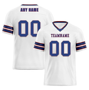 Camiseta de Fútbol Americano Personalizada, Blanca y Azul Marino, Cuello en V, Manga Corta, Impresión Sublimada, Absorbe la Humedad, Unisex, para Adultos, con Nombre y Número del Equipo - Product Image 4