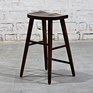 Solid Wood Modern Rustic Bar <b>Stool</b> with Curved <b>Seat</b> Backless Ottoman for Living Room Hotel Dining Room Milk Tea Shop - Product Image 1
