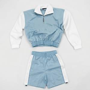 New Sales Custom Logo Sky Blue Men's Nylon <b>Wind</b> <b>Breaker</b> With Shorts Sets For Summer Quick Dry Set Highstreet Half Zipper Jackets - Product Image 1