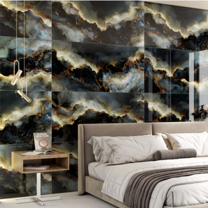 กระเบื้องพอร์ซเลนขนาด 600x1200 มม. เงาพิเศษ ลายหินอ่อนสีเทา สำหรับปูพื้นและผนังห้องน้ำในบ้านหรู - Product Image 4