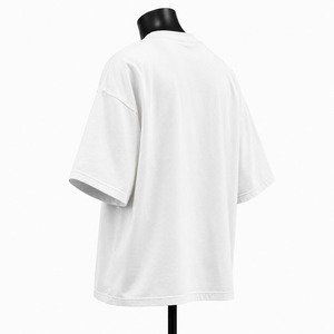 เสื้อยืดคอกลมแขนสั้นทรงโอเวอร์ไซส์สีขาวสำหรับผู้ชาย ผ้าเจอร์ซีย์คอตตอน 100% สีพื้นลำลอง พิมพ์ลายด้านหน้าได้ตามต้องการ ระบายอากาศได้ดี - Product Image 4