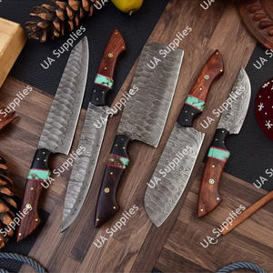 Juego de Cuchillos de Cocina de Acero de Damasco de Grado Industrial de Alta Calidad, 5 Piezas, Multiusos, con Mangos de Madera - Product Image 3