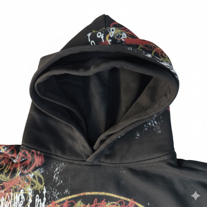 Sweat-shirt à capuche oversize pour homme, en molleton 100% coton, noir, style streetwear, avec motifs graphiques personnalisés, idéal pour l'hiver - Product Image 3