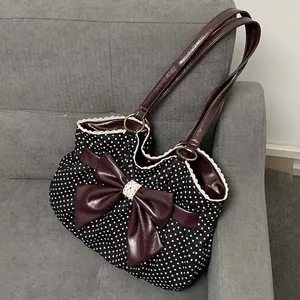 Bolso de mano vintage de moda para mujer, estilo Y2K, casual y chic, bandolera para dama, estética que combina con todo, bolso de hombro con puntos, estilo streetwear. - Product Image 4