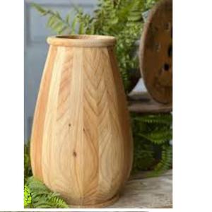 Vase rond en bois rustique sculpté à la main, design moderne, pour décoration de table, prix de gros. - Product Image 6
