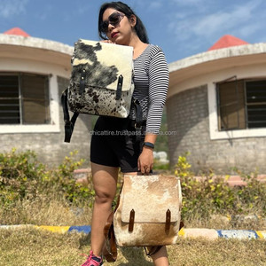 New Real Handmade Hair on Hide Fur Leather Backpack Retro Genuine Natural Cowhide Leather Vintage Unisex Casual Work <b>Laptop</b> <b>Bags</b> - Product Image 4