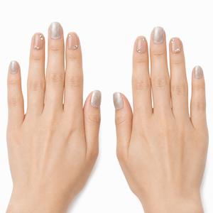 Ongles en acrylique ronds et carrés Champagne Shimmer French Elegance Luminous Haze Ongles de doigts pré-conçus - Product Image 5