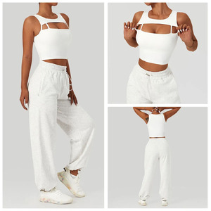 Conjunto Deportivo de 2 Piezas para Mujer, Top Corto y Pantalones Jogger, Transpirable, Informal, para Gimnasio, con Logotipo Personalizado al por Mayor - Product Image 5