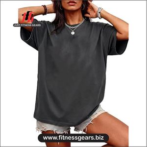 Women's O-Neck Short Sleeve T-Shirt Solid Blue Knitted Casual Eco-Friendly 100% Polyester Loose Fit Summer - Product Image 4