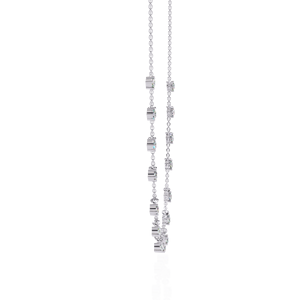 10K 14K 18K White Gold Fringe Choker <b>Necklace</b> Delicate Station Chain Round Cut Lab Grown Diamond Lock Dangle Charms <b>Necklace</b> - Product Image 2