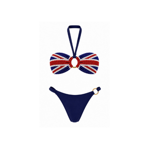 Bikini Blanco con Cuentas para Mujer, con Bordado Personalizado y Escote Halter, Traje de Baño de Tela de Algodón/Spandex de Alta Calidad - Product Image 5
