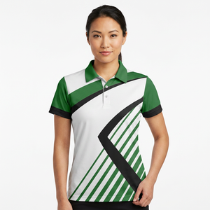 <b>Men's</b> Short Sleeve Polo Shirt Green White Black Geometric Print Quick Dry Polyester Casual Fit - Product Image 5