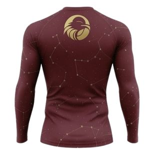 Camiseta de Compresión de Manga Larga Color Borgoña con Estampado de Constelaciones, para Entrenamiento Atlético, Gimnasio, Ejercicio, Transpirable, de Secado Rápido, de Alto Rendimiento - Product Image 2