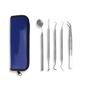 Kit d'outils dentaires pour soins bucco-dentaires, 5 pièces, professionnel, en acier inoxydable, cure-dent, gratte-tartre, pincettes, miroir buccal - Product Image 1
