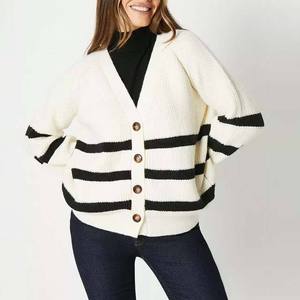 Cardigan en tricot simple pour femme, col en V, boutonné, manches longues, doux et chaud, imprimé numérique, 320g, vêtement d'extérieur décontracté, ODM - Product Image 6