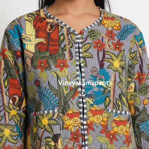 Veste matelassée écologique brodée de fleurs colorées, respirante en coton, faite à la main pour femme, prix usine, collection 2026 à succès - Product Image 3