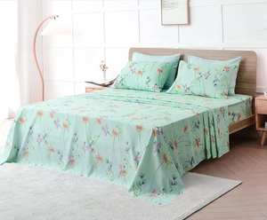 Ensemble de draps en microfibre imprimé botanique personnalisé de qualité supérieure, 6 pièces, toucher doux, avec drap plat, drap-housse et 4 taies d'oreiller - Product Image 6