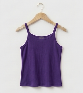 Camiseta sin mangas para mujer, color morado, cuello redondo, color sólido, tejido de punto, ropa informal, transpirable - Product Image 5