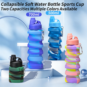 Bouteille d'eau pliable en silicone de qualité alimentaire grande capacité pour le sport et l'extérieur 500/700 ml – Tasse extensible - Product Image 2