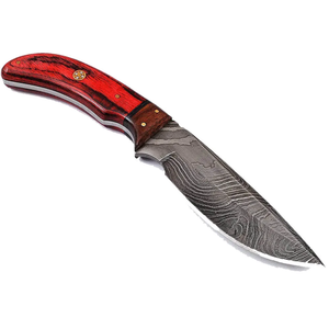 Couteau de chasse et de camping à lame fixe en acier Damas, fabrication artisanale, manche en bois, étui en cuir, vente en gros LEGACY BLADES OEM - Product Image 3