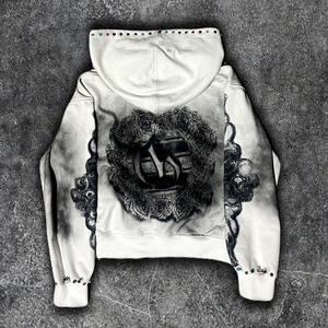 Sweat à capuche surdimensionné pour homme en molleton chenille brodé 220 GSM, 100% coton épais, pull d'hiver délavé à l'acide et effet vieilli - Product Image 2