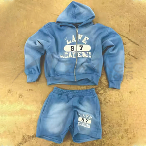 Nuevo Conjunto de Sudadera con Capucha y Pantalones Cortos, Ligero, Transpirable, de Corte Cuadrado, Liso, 100% Algodón Felpa, Hombros Caídos, para Invierno - Product Image 4
