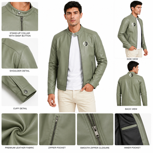 Veste en cuir pour homme de haute qualité, coupe ajustée, toucher doux, finition durable et allure intemporelle pour un usage quotidien décontracté et en plein air. - Product Image 5
