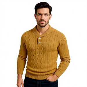 เสื้อสเวตเตอร์คอวีถักลายเคเบิ้ลสำหรับผู้ชาย สวมใส่สบาย แขนยาว เหมาะสำหรับฤดูใบไม้ร่วงและฤดูหนาว เสื้อไหมพรมอุ่นๆ ขายส่งจากโรงงาน รับผลิตแบบ OEM - Product Image 1