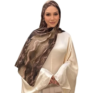 Écharpe en mousseline à imprimé numérique, motif tons terreux, respirante, légère, toutes saisons, bandana ethnique adulte, style asiatique - Product Image 1