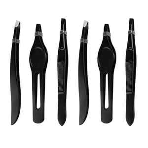Pince à épiler en acier inoxydable noir, pointe biseautée et pointue, outil de précision pour l'épilation et le modelage, personnalisable - Product Image 1