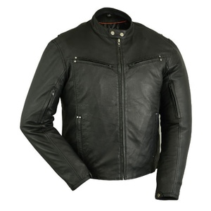 <b>Black</b> Genuine Cowhide <b>Leather</b> Breathable Motorbike Auto-Racing Longs-Zippers Riding Jacket Heavy-Bike Riding Jackets - Product Image 1