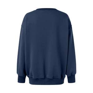 Sweat-shirt oversize pour femme, col montant, en coton uni, pull brodé, longueur courte - Product Image 3