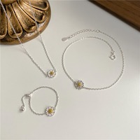 Nouvelle collection d'été Daisy : Ensemble en argent sterling S925, style coréen, collier, bague et bracelet, vente en gros