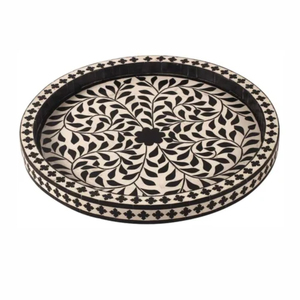 Plateau rond décoratif en nacre grise et os, fait main, pour table basse, ottoman ou décoration intérieure – Vente en gros - Product Image 6