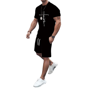 Men's Casual Summer 2-Piece Sportswear <b>Suit</b> Wholesale Digital Printing <b>T</b>-<b>Shirt</b> for Outdoor Sports & Leisure Vacation - Product Image 1