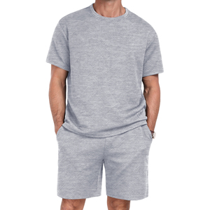 ชุดเซ็ตเสื้อผ้าผู้ชายสไตล์สตรีทแวร์สำหรับฤดูร้อน ผ้าถักโพลีเอสเตอร์ 100% ลายมัดย้อม ระบายอากาศ แห้งเร็ว เสื้อยืด กางเกงขาสั้น ชุดลำลอง - Product Image 1