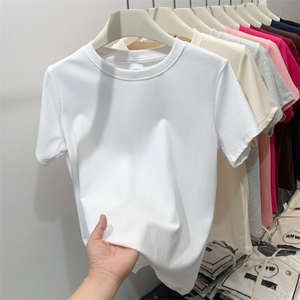 Camiseta de Algodón Estampada de Manga Corta con Cuello Redondo para Mujer, Corte Regular, Informal, Básica, de Verano, Tejido Jersey, Transpirable, Antiarrugas - Product Image 2