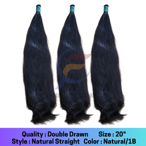 Extensions de cheveux humains vierges Remy originaux à double tirage Paquets de cheveux alignés avec des cuticules indonésiennes droites en vrac naturelles - Product Image 2