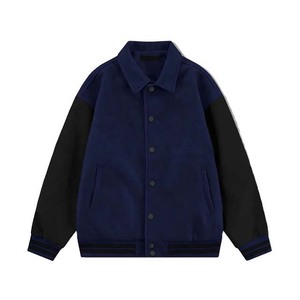 Veste universitaire style collège à col roulé et fermeture boutonnée, manches en laine, style streetwear, réversible, pour homme, 2025 - Product Image 5