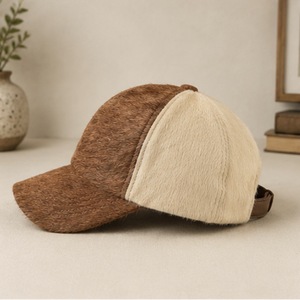 Casquette de baseball en fausse fourrure marron unisexe, ajustable, style décontracté d'hiver, chapeau pour adulte - Product Image 2
