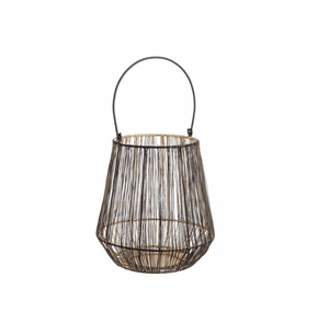 Grande lanterne antique en métal et fer, porte-bougie avec finition vieillie pour une décoration intérieure et une ambiance vintage. - Product Image 2